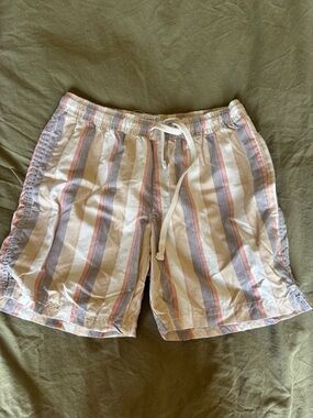 Free Planet Men's Vertical Stripe Shorts - White, Pink & Light Blue